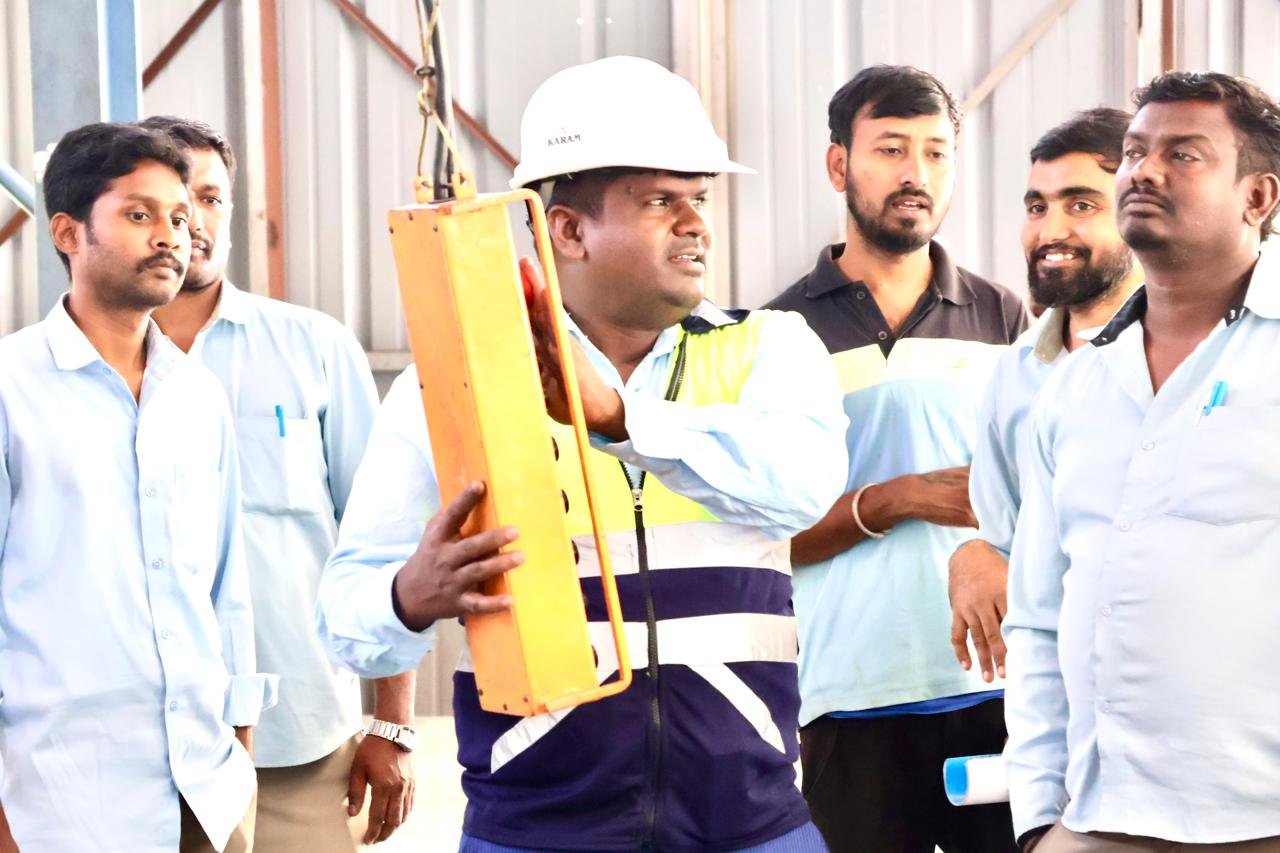 Workers receiving crane safety training